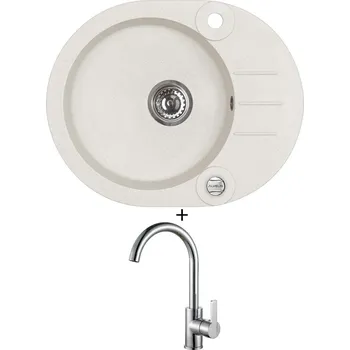 Granitový dřez Granitový dřez SET Alveus ROLL 40 white 11 + Alveus TONIA chrom