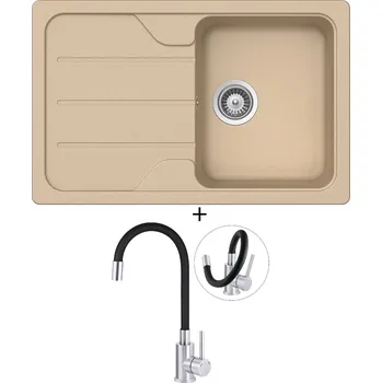 Granitový dřez SET Teka SIMPLA 45 S-TG 1B 1D topaz + Deante NEO LUNO BOC B720 nerez