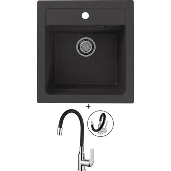 Granitový dřez Granitový dřez SET Alveus ATROX 20 black 91 + Kuchinox ELZA BKE 761 chrom/černá