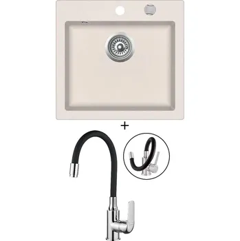 Granitový dřez SET Teka CLIVO 50 S-TQ 1B topaz + Kuchinox ELZA BKE 761 chrom/černá