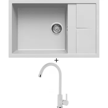 Granitový dřez Granitový dřez SET Elleci UNICO 310 G68 bianco titano + Elleci C01 CADDY G68 bianco titano