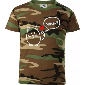 Chlapecké tričko Tlustá kočka - Dětské maskáčové triko - 122 cm/6 let ( Hnědý maskáč )