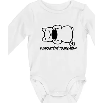 V karanténě to nedávám - Body kojenecké s dlouhým rukávem - Dlouhý r. do 3 měs ( Bílá )