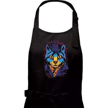 Kuchyňská zástěra Kocour sympaťák - Pánská zástěra na vaření - Univerzální velikost ( Černá )