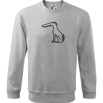 Pánská mikina Barzoj obrys černý (Moňas) - Mikina Essential pánská - 3XL ( Světlešedý Melír )