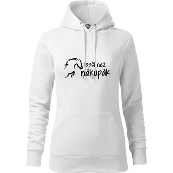 Dámská mikina Lepší než nákupák - Mikina dámská Cape s kapucí - S ( Bílá )