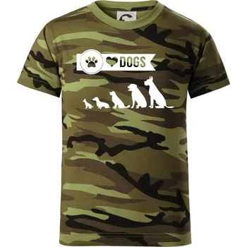 Chlapecké oblečení I love dogs - tlapka - Dětské maskáčové triko - 122 cm/6 let ( Zelený maskáč )