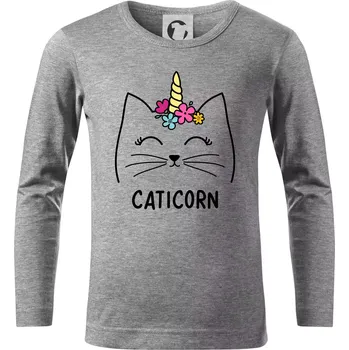 Chlapecké tričko Caticorn - Triko dětské Long Sleeve - 122 cm/6 let ( Tmavě šedý melír )