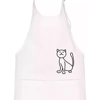 Kuchyňská zástěra Kočka kouká - Dětská zástěra na vaření - Univerzální velikost ( Bílá )