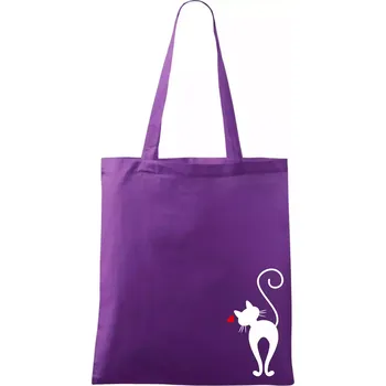 Zamilovaná kočka zezadu - Taška bavlněná - 42 x 38 cm ( Fialová )