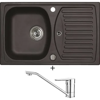 Granitový dřez Granitový dřez SET Alveus RECORD 30 black 91 + Deante CORIO BFC 060M chrom