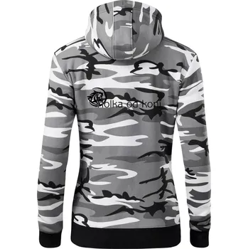 Dámská mikina Holka od koní - Dámská mikina trendy zipper s kapucí - L ( Šedý maskáč )