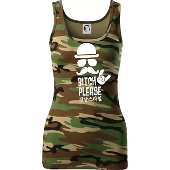 Dámské tričko Bitch please! Mustache - Dámské Maskáčové tílko - L ( Hnědý maskáč )