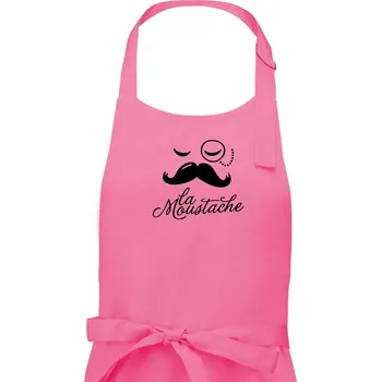 Kuchyňská zástěra La Mustache - Dámská zástěra na vaření - Univerzální velikost ( Růžová )