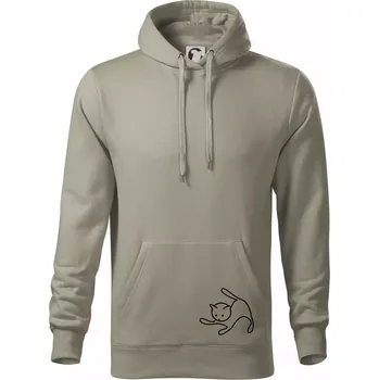 Pánská mikina Kočka si hraje - Mikina pánská Cape s kapucí - 5XL ( Light khaki )