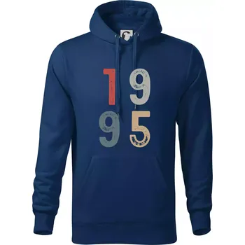 Pánská mikina Vintage číslice 1995 - Mikina pánská Cape s kapucí - XL ( Půlnoční modrá )