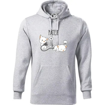 Pánská mikina Kočky bez energie pátek - Mikina pánská Cape s kapucí - 2XL ( Světlešedý Melír )