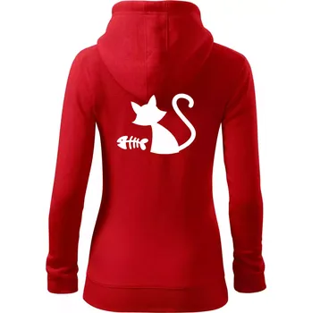 Dámská mikina Ryba vs kočka - Dámská mikina trendy zipper s kapucí - L ( Červená )