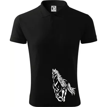 Pánská košile Kůň běžící - Polokošile pánská Pique Polo 203 - 5XL ( Černá )