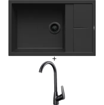 Granitový dřez Granitový dřez SET Elleci UNICO 310 černá edice + Deante NEO BORO BMO N62M černá matná