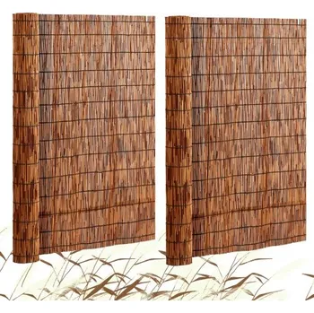 Plot VEVOR Přírodní rákosový plot, 1,2 m x 4,8 m, Balení 2 ks rákosového závěsu, balkónový plot, role pro venkovní zahradu, terasu, dekorativní plot pro zahradní oplocení, dělicí stěna, panel pro ochranu soukromí, hnědý