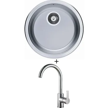 Nerezový dřez Nerezový dřez SET Alveus FORM 10 fi 90 nerez + Alveus TONIA chrom
