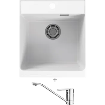 Granitový dřez Granitový dřez SET Alveus ATROX 20 white 11 + Deante CORIO BFC 060M chrom