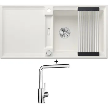 Granitový dřez Granitový dřez SET Blanco ADIRA XL 6 S bílá s excentrem 527621 + Blanco MILA chrom 519414