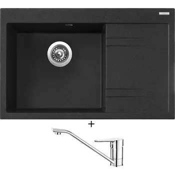 Granitový dřez Granitový dřez SET Sinks RIM 780 L granblack + Deante CORIO BFC 060M chrom