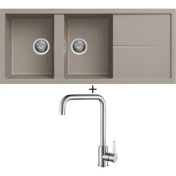 Granitový dřez Granitový dřez SET Elleci UNICO 500 G43 tortora + Laveo BONA BAB 265D nerez