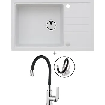 Granitový dřez Granitový dřez SET Alveus INTERMEZZO 130 white 11 + Kuchinox ELZA BKE 761 chrom/černá