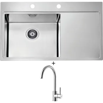 Nerezový dřez Nerezový dřez SET Alveus PURE 50 nerez odkap vpravo + Alveus ROXA chrom