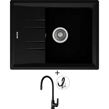 Granitový dřez SET Teka STONE 45 S-TG 1B 1D nero + Kuchinox ELZA BKE B61D černá matná