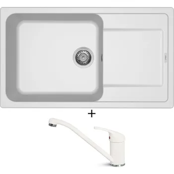 Granitový dřez Granitový dřez SET Elleci LIFE 410 G68 bianco titano + Elleci MINERVA G68 bianco titano