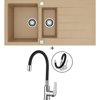 Granitový dřez Granitový dřez SET Alveus CADIT 80 beige 55 + Kuchinox ELZA BKE 761 chrom/černá