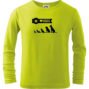 Dětská móda I love dogs - tlapka - Triko dětské Long Sleeve - 122 cm/6 let ( Limetková )