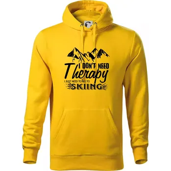 Pánská mikina I dont need therapy - Skiing - Mikina pánská Cape s kapucí - 2XL ( Žlutá )