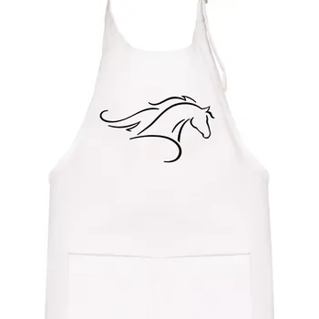 Kuchyňská zástěra Kůň - bežící silueta hlavy - Dětská zástěra na vaření - Univerzální velikost ( Bílá )