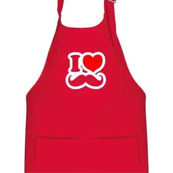 Kuchyňská zástěra i love mustache - obrys - Dětská zástěra na vaření - Univerzální velikost ( Červená )