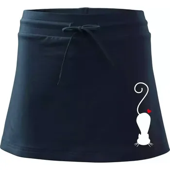 Dámská sukně Zamilovaná kočka ležící - Sportovní sukně - two in one - L ( Námořní modrá (velmi tmavá - téměř černá) )