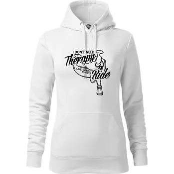 Dámská mikina I don't Therapy Ride - jezdkyně - Mikina dámská Cape s kapucí - 2XL ( Bílá )