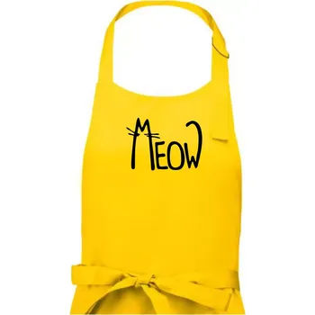 Kuchyňská zástěra Meow - Mňau - Pánská zástěra na vaření - Univerzální velikost ( Žlutá )