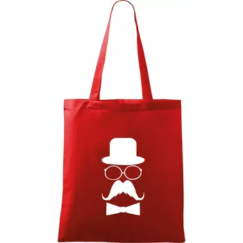 Nákupní taška Mustache pán - Taška bavlněná - 42 x 38 cm ( Červená )