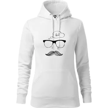 Dámská mikina Mustache what? - Mikina dámská Cape s kapucí - XS ( Bílá )