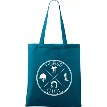 Nákupní taška Horse Girl kruh - Taška bavlněná - 42 x 38 cm ( Petrolejová )