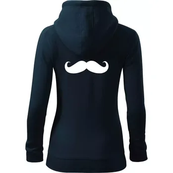 Dámská mikina Mustache - knírek - Dámská mikina trendy zipper s kapucí - XL ( Námořní modrá (velmi tmavá - téměř černá) )