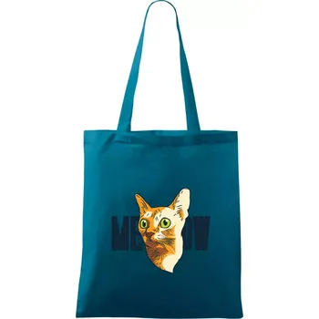 Kočka meow - Taška bavlněná - 42 x 38 cm ( Petrolejová )