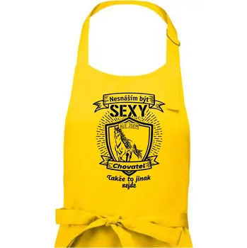 Kuchyňská zástěra Nesnáším být sexy - chovatel koní erb - Dámská zástěra na vaření - Univerzální velikost ( Žlutá )
