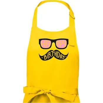 Kuchyňská zástěra Mustache narozeniny - brýle - Pánská zástěra na vaření - Univerzální velikost ( Žlutá )