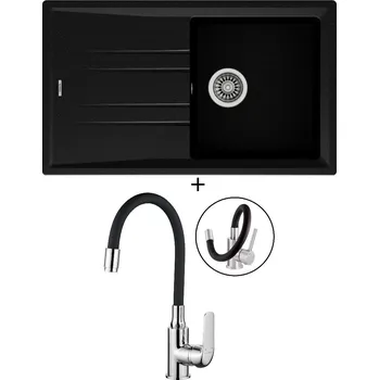 Granitový dřez SET Teka STONE 50 B-TG 1B 1D nero + Kuchinox ELZA BKE 761 chrom/černá